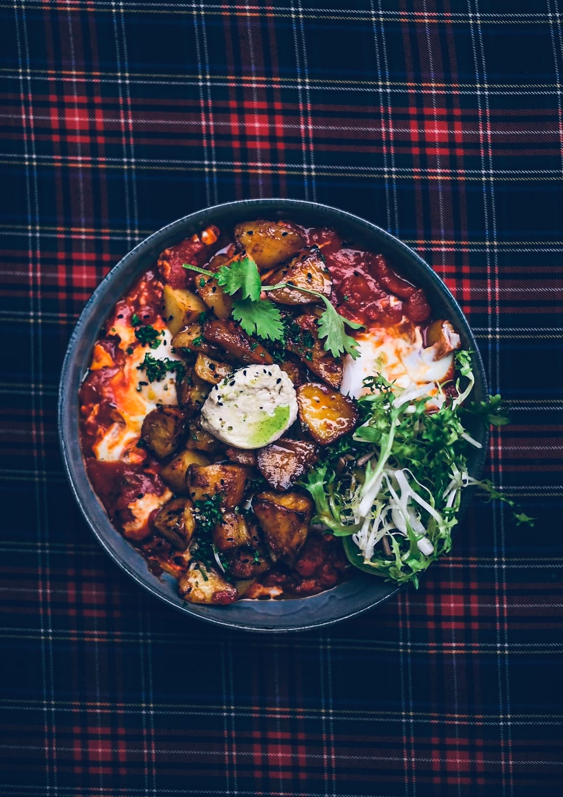 Vegan shakshuka with potatoes